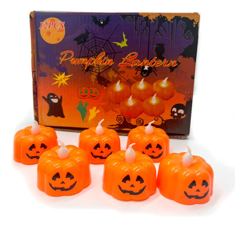Luz De Té Sin Llama De Calabaza,12pcs Vela Led