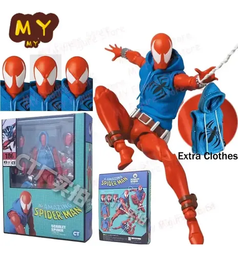 Ct Toys Spiderman Mafex 186 Scarlet Spider Action Figure Toy