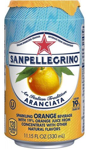 Imagem 3 de 3 de 6x Água Com Gás Sabor Laranja San Pellegrino 330ml