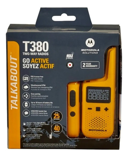 Walkie Talkie Handy Motorola T380 22 Canales Ivox/vox 40km
