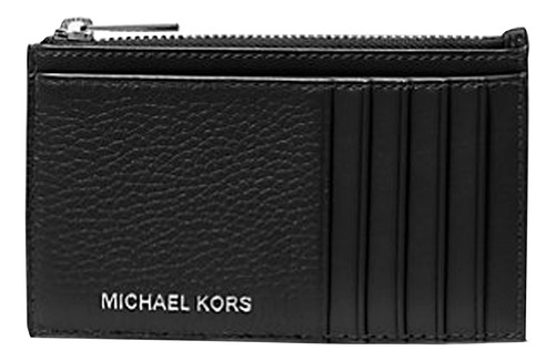 Tarjetero Michael Kos Hombre Cooper Slim Zip Wallet Original Negro Liso