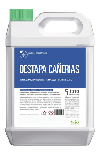 Destapa Cañerias Seiq 5 Lts