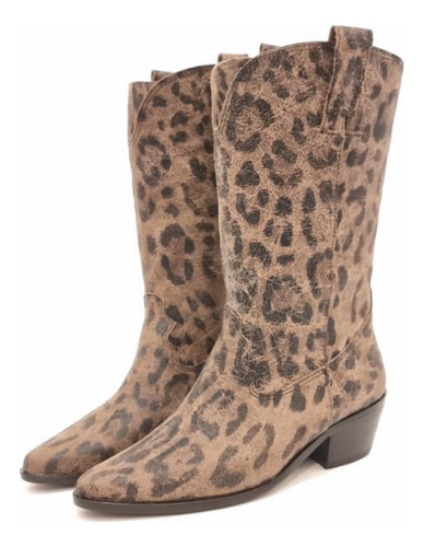 Bota Texana Victoria Atés Cuero Legitimo Animal Print