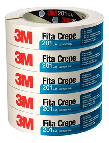 Fita Crepe Com 6 Rolos Para Uso Industrial 18mm X 50m 3m