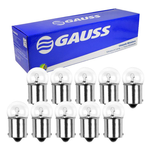 10 Lâmpada Gauss Miniatura Incolor R5w 24v Ba15s 1 Polo