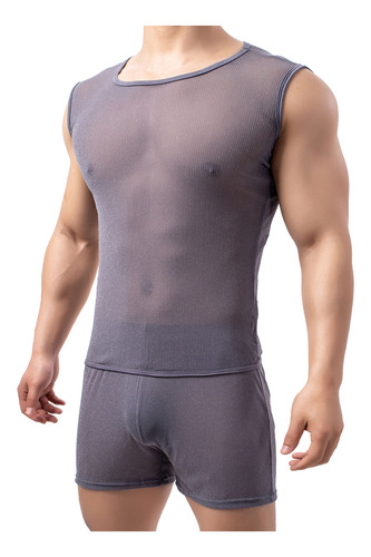 Ropa Interior De Manga Corta Con Cuello Redondo Para Hombre,