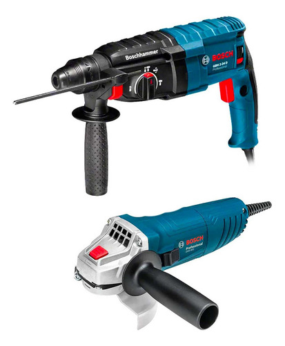 Martillo Perforador Bosch Gbh 2-24 D Sds Plus + Esmeriladora Color Azul Oscuro
