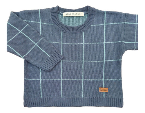 Sweater Cuadros Mini Anima Tejido Bebe Kids Humo