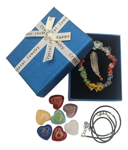 Juego 7 Chakras Chacras Collar - Pulsera - 7 Corazones- Bio