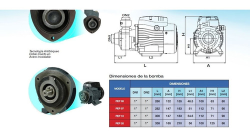 Imagen 6 de 7 de Bomba Electrobomba Periférica Pearl 0,5 Hp Pep05a16l