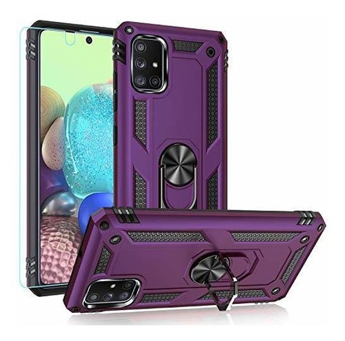 Funda Para Galaxy A 71 Grado Militar Anillo Purpura