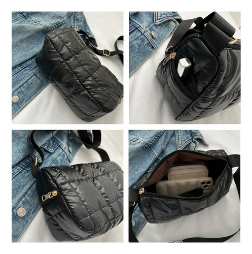 Elegante Bolso De Hombro De Algodón Acolchado Con Coche Mode
