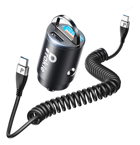 Adaptador De Cargador De Coche Usb C, [mini Y Metal] Cargado