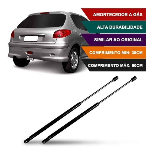 Par Amortecedor Tampa Traseira Da Mala Peugeot 206/207 Hatch