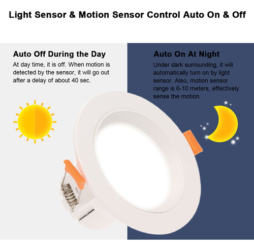 Downlight Led Sensor 7w 3 Empotrado Para Hogar Oficina Pasi