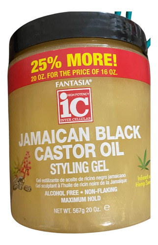 Fantasia Gel Para Peinar Aceite De Ricino Negro Jamaicano, .