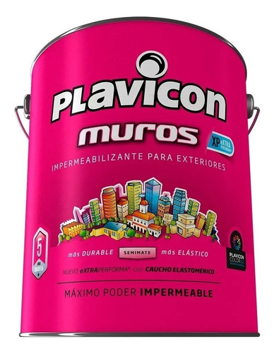 Imagen 1 de 6 de Plavicon Muros Y Frentes Impermeable X 5 Kg Ogus