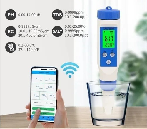 Medidor De Ph Multiparámetro 5en1 Con Bluetooth