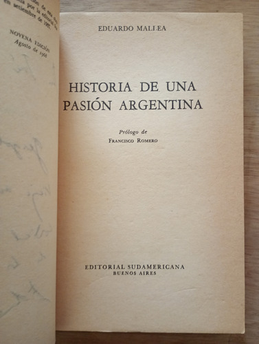 Historia De Una Pasión Argentina - Eduardo Mallea (Usado)
