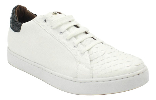 Zapatos Para Hombre En Piel De Pitón En Color Blanco