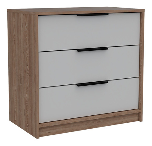 Cama 2 Plazas + Comoda 3 Cajones - Miel / Blanco