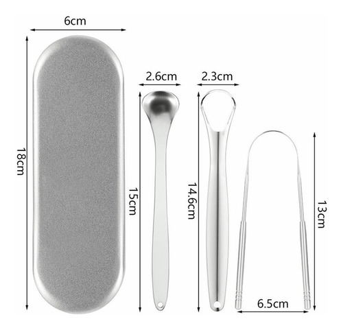 Imagen 4 de 5 de Limpiador Lingual Oral Raspador De Lengua Acero Inoxidable