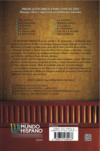 52 Mensajes Bíblicos, De Preston A. Taylor. Editorial Mundo Hispano En Español