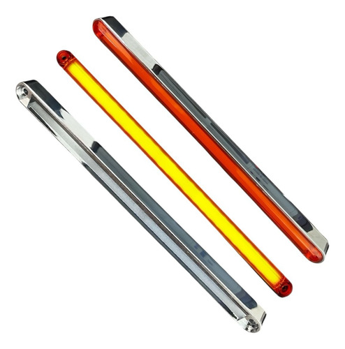 Barra De Plasma Con Bisel Cromado 2 Piezas Ambar 12v