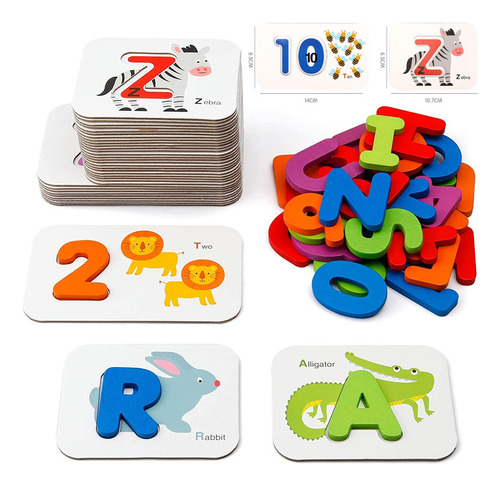 Juego De Rompecabezas Montessori Toy Con Letras De Animales