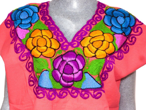 Blusas Mexicanas Bordadas De Chiapas / Talla L / Zinacantán