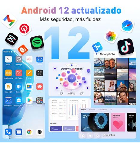 Teléfono móvil Xgody V50 10+128 GB Ram Dual Sim 6.5 pulgadas Hd Android 12 teléfono celular con reconocimiento facial 4500 mah con GPS azul
