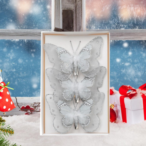 3 Piezas De Adornos De Mariposas Para De Navidad Con Clip