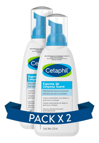 Combo X 2 Cetaphil Espuma Limpiadora Facial 236 Ml