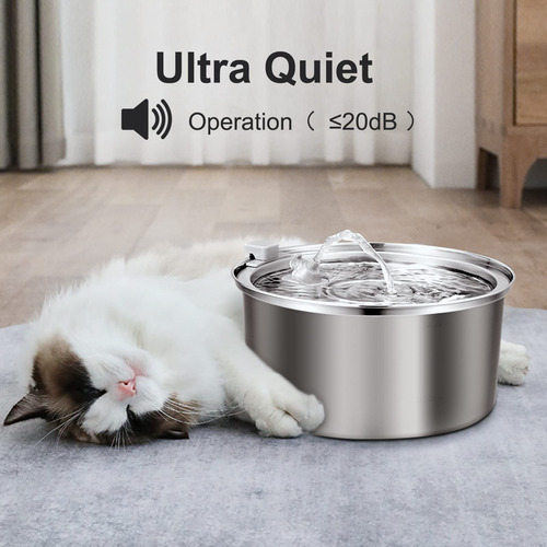 Fuente De Agua Inoxidable 3.2 L Para Mascotas