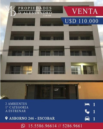 Departamento 2 Ambientes A Estrenar En Venta Zona Escobar 