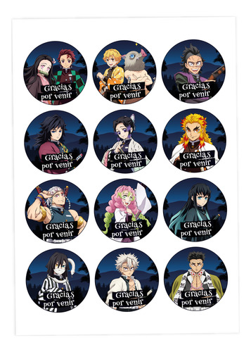Etiquetas Gracias Por Venir Demon Slayer Imprimibles