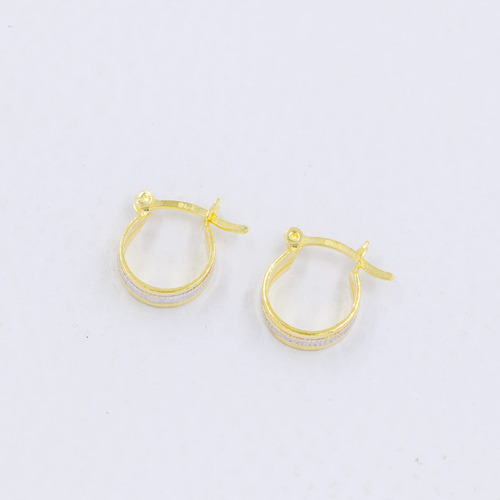 Arete Candonga 2 Tonos En Oro Laminado 18k