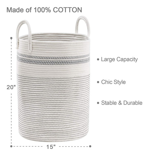 Cesta De Lavandería De Cuerda Tejida 58l