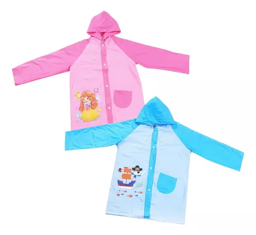 Impermeable Para Lluvia Rosa Dama Piloto Poncho Con Capucha