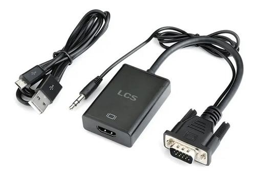 Imagen 1 de 3 de Cable Adaptador Conversor Vga A Hdmi + Audio + Usb Fhd Lcs