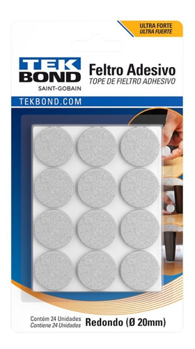 Feltro Adesivo Branco Tekbond (cartela C/24 Unidades)