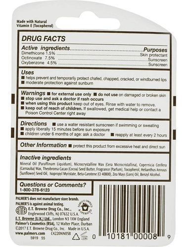 Bálsamo Labial De Palmers Con Fórmula De Manteca De Cacao Co