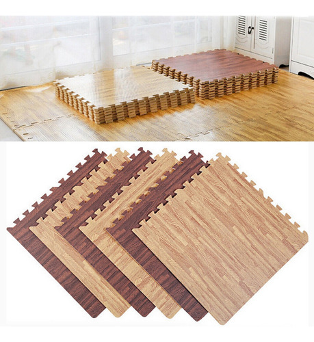 Imagen 6 de 10 de Piso Goma Eva Encastrable Alfombra Simil Madera 60x60x1cm