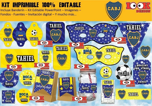 Kit Imprimible Candy Bar Boca Juniors Editable