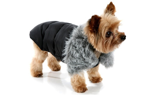 Jaqueta De Inverno Luxo Para Cães Cachorros - Tam 07 - Preto