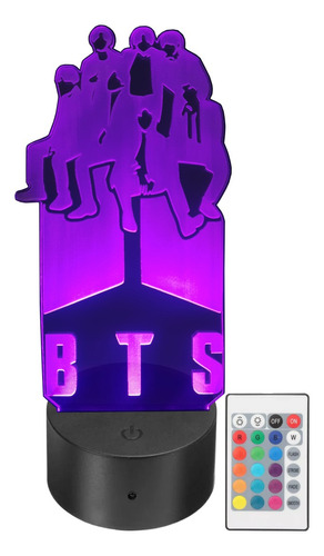 Lámpara Led Bts Kpop Acrílico Rgb Personalizada