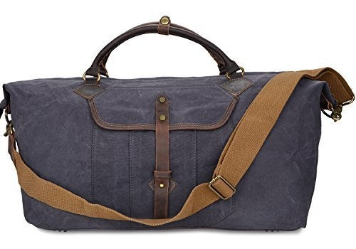 Altosy Vintage Unisex Lona De Cuero Genuino Bolsa De Viaje D