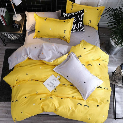 Webest 3 Pieces Duvet Cover Set King Eyelash Curved Patterne