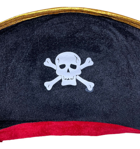 12 Gorro Pirata Tela Disfraz Halloween Sombrero Fiesta Color Negro
