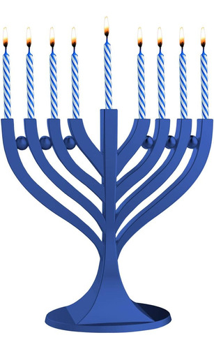 Menorah Zion Judaica Ltd, Mini, Clásica, 12.7x13.3 Cm, Azul